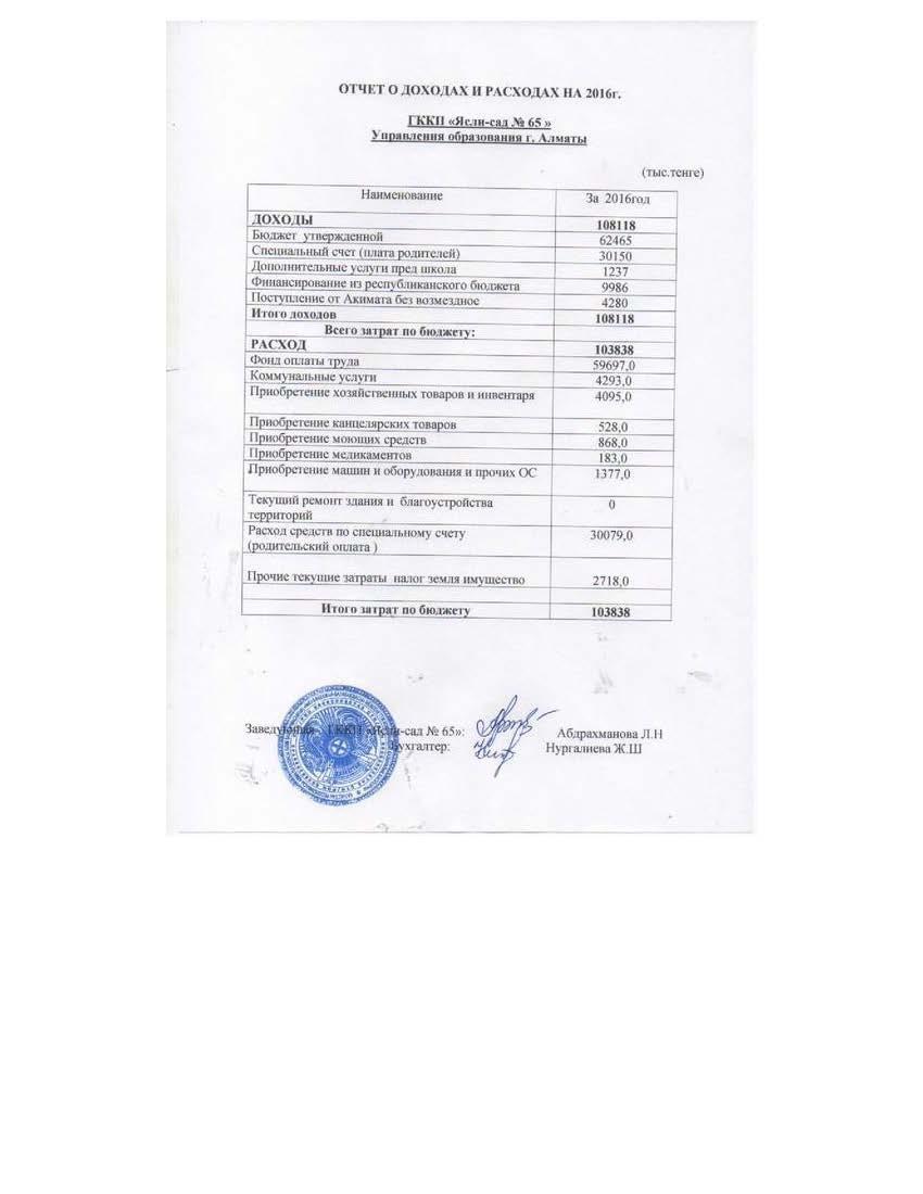 Отчет о доходах и расходах 2017